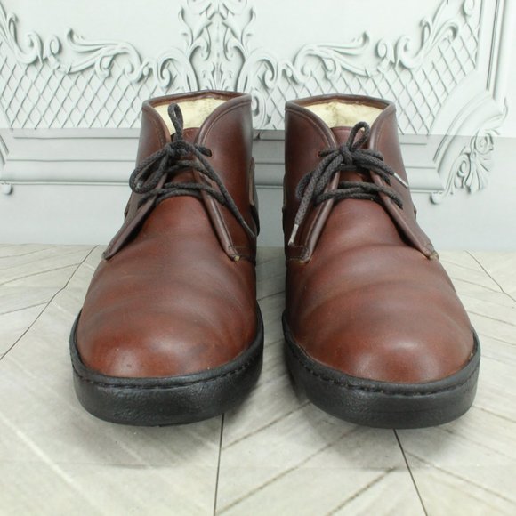 Bates Floaters Brown Leather Shearling Lined Ankle Chukka Boots Size 12 Wide - Picture 4 of 9